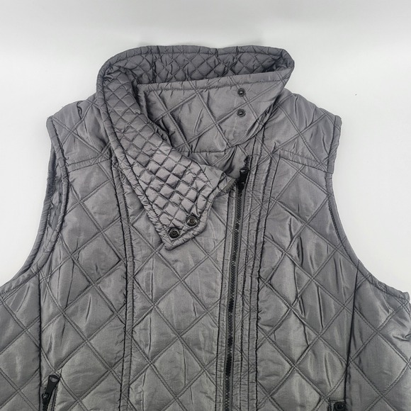 Marc New York Andrew Marc Quilted Puffer Vest Gray Collar Zip Pockets Womens XXL - Picture 3 of 8